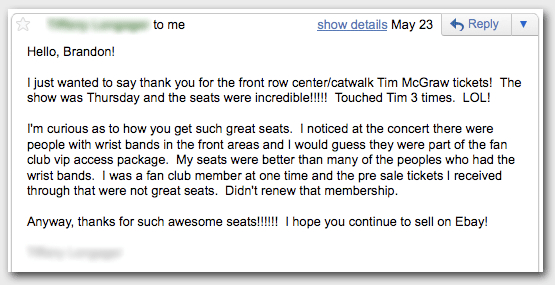 Tim McGraw Tickets Fan Email